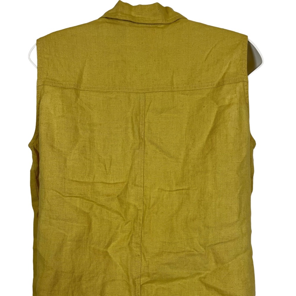 CHICO'S DESIGN Yellow Pale 100% Linen Sleeveless Button Down Casual Top Shirt  1 - Picture 10 of 16